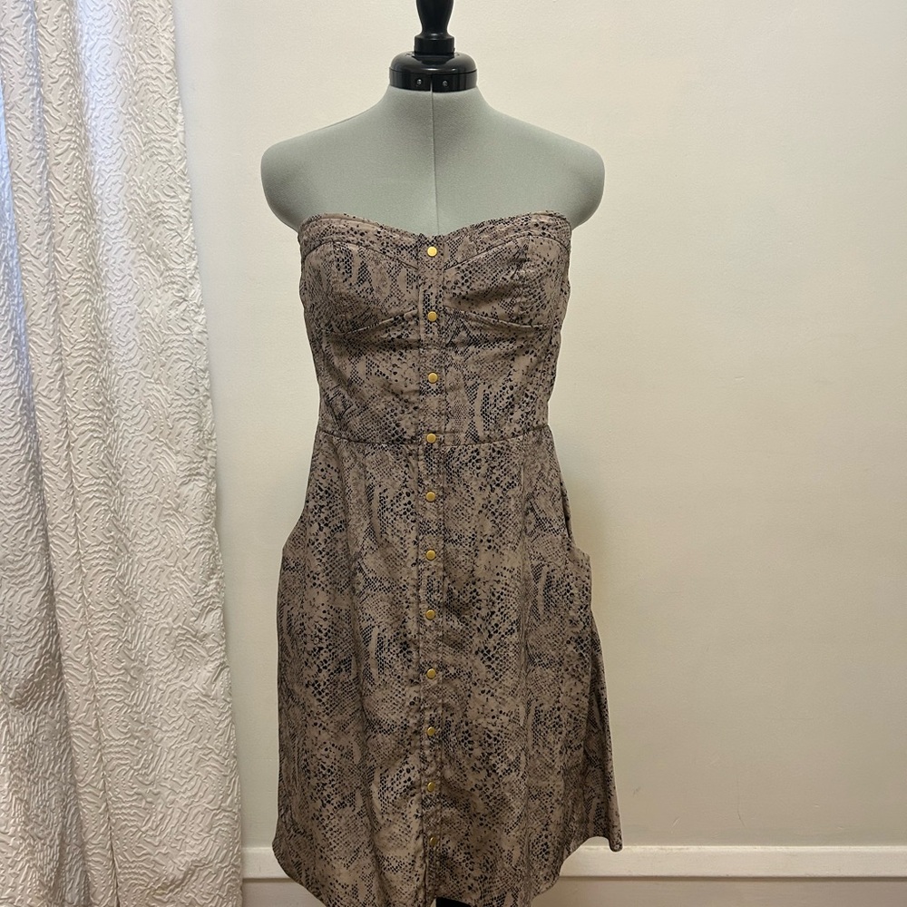 Strapless Snake Print Dress